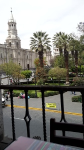 View from restaurant balcony of Plaza De Armas
